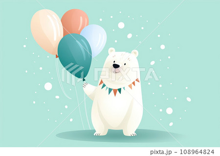 Cute Bear with balloons 108964824