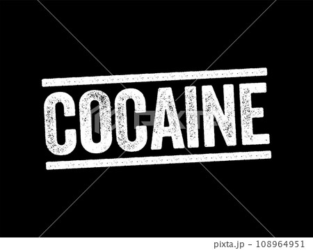 Cocaine is a stimulant drug obtained from the leaves of two coca species, text stamp concept background 108964951