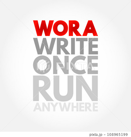 WORA - Write Once Run Anywhere acronym, technology concept background 108965199