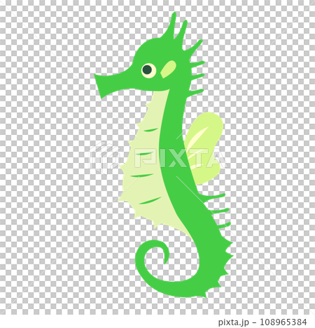 綠色海馬面向側面 108965384