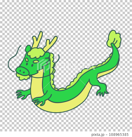 簡單的綠色變形龍的插圖 108965385