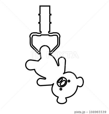 Prize toy manipulator hold plush bear cute doll iron hook crane claw picker for pick up contour outline line icon black color vector illustration image thin flat style Prize toy manipulator hold plush bear cute doll iron hook crane claw picker for pick up contour outline line icon black color vector illustration image thin flat style 108965539