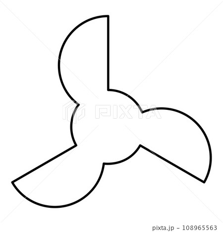 Screw of ship propeller fan turbine three-bladed contour outline line icon black color vector illustration image thin flat style 108965563