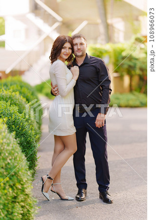 Gentle and in love man and woman on the street.  108966073