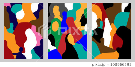 Group of people abstract vector illustration , multicolored horizontal background 108966593