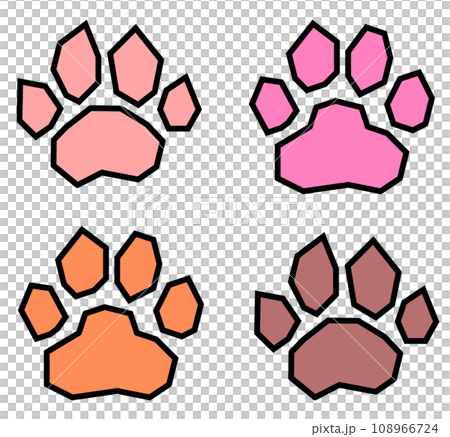 ペットで飼う犬や猫の可愛い肉球イラスト 108966724