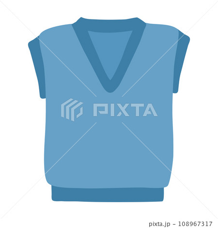 Warm knitted blue vest, autumn or winter clothes element, vector 108967317