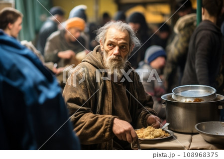 Homeless people in homeless shelter Homeless people in homeless shelter 108968375