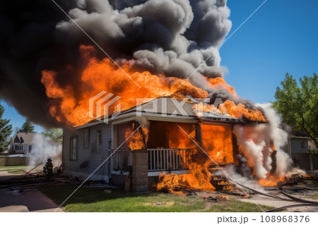 Fire in private house Fire in private house 108968376