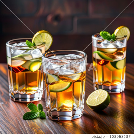 Illustration of vodka on the menu of a restaurant or store.  108968587