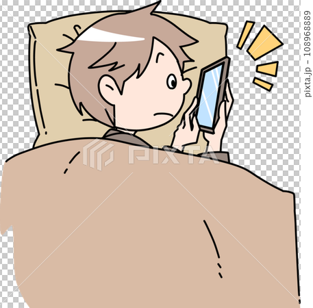布団の中でスマホを触る男性 布団の中でスマホを触る男性 108968889
