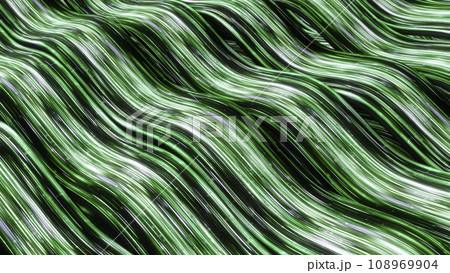 Wavy flows of energy lines in cyberspace. Animation. Luminous lines move along wavy flow in matrix. Energy threads glow and move along wavy paths 108969904