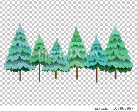 Coniferous forest illustration set. Vector illustration of pine, cedar trees. Textured. Coniferous forest illustration set. Vector illustration of pine, cedar trees. Textured. 108969987