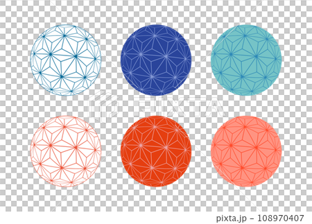 Illustration of a temari with a hemp leaf pattern Illustration of a temari with a hemp leaf pattern 108970407