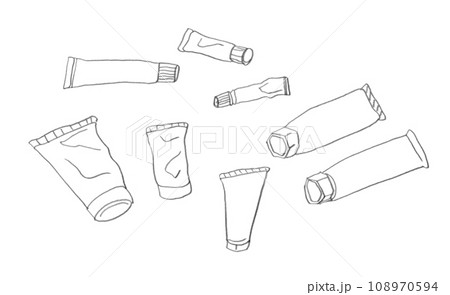 チューブ容器：鉛筆で描いたドローイング 108970594