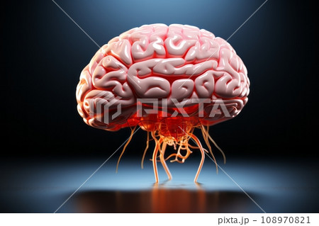 Virtual creative image of artificial intelligence with a sketch of the human brain 108970821
