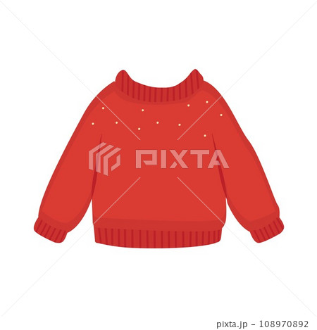 red sweater, winter costume season colorful ornaments icon. Winter event. Chrismas decorations. Happy new year. doodle elements. 108970892