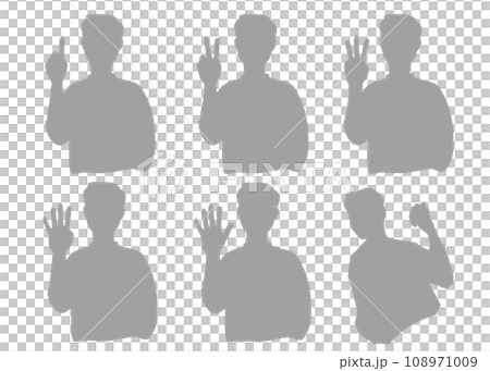 用手指顯示數字 1 到 5 的男性剪影集,灰色 用手指顯示數字 1 到 5 的男性剪影集,灰色 108971009