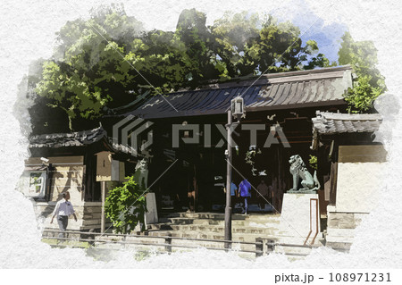 水彩画風　東京九段　靖国神社　南門　東京都千代田区 108971231