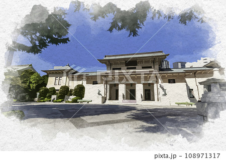 水彩画風 東京九段 靖国神社 遊就館 東京都千代田区 水彩画風 東京九段 靖国神社 遊就館 東京都千代田区 108971317