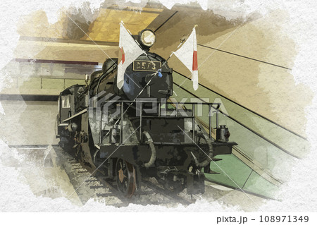 水彩画風 東京九段 靖国神社 遊就館 C56型31号機関車 東京都千代田区 水彩画風 東京九段 靖国神社 遊就館 C56型31号機関車 東京都千代田区 108971349