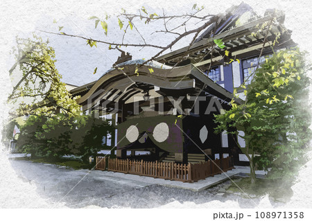 水彩画風　東京九段　靖国神社　齋館　東京都千代田区 108971358