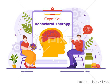 CBT or Cognitive Behavioural Therapy Vector Illustration with Person Manage their Problems Emotions, Depression or Mindset in Mental Health Background CBT or Cognitive Behavioural Therapy Vector Illustration with Person Manage their Problems Emotions, Depression or Mindset in Mental Health Background 108971700