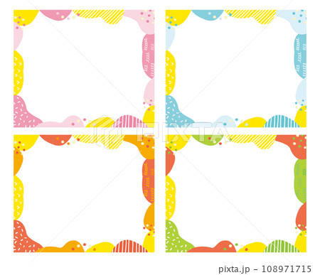 POPでたのしい幾何学模様の水彩フレーム POPでたのしい幾何学模様の水彩フレーム 108971715