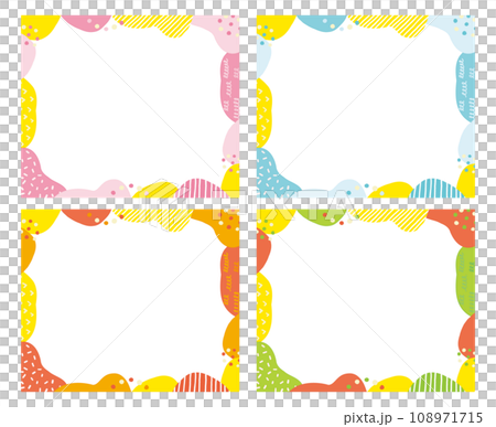 POPでたのしい幾何学模様の水彩フレーム POPでたのしい幾何学模様の水彩フレーム 108971715