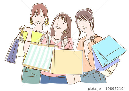 買い物を楽しむ若い女性たち 108972194