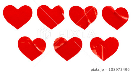 red heart shape sticker set isolated on white background 108972496