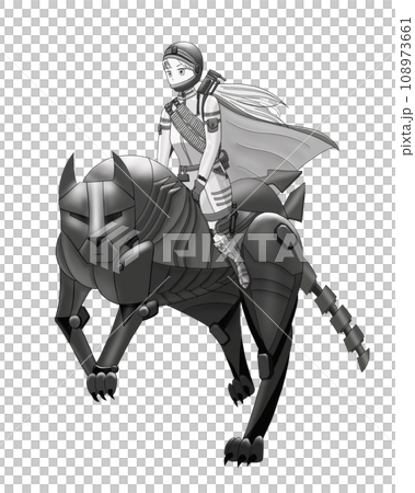 A girl rides a robot black panther and goes out to kill it. A girl rides a robot black panther and goes out to kill it. 108973661