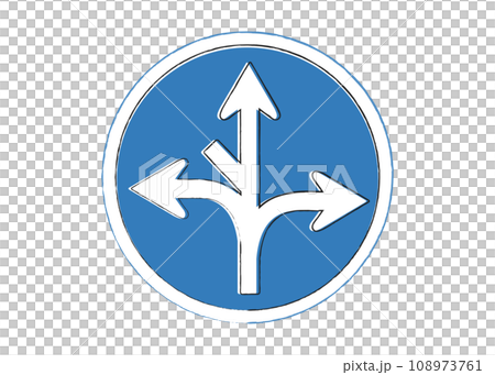 Road sign, no going in any direction other than the specified direction, hand-drawn illustration of a sign, go straight, turn left, turn right, dead end Road sign, no going in any direction other than the specified direction, hand-drawn illustration of a sign, go straight, turn left, turn right, dead end 108973761