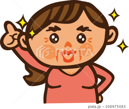 良い考えをひらめいたおばちゃんのキャラクターイラスト 良い考えをひらめいたおばちゃんのキャラクターイラスト 108975083
