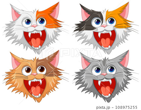 Ferocious Grey Cat Cartoon Ferocious Grey Cat Cartoon 108975255