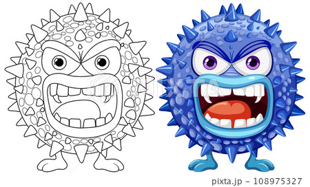 Spiky Bacteria Germ Virus Monster Cartoon Character 108975327