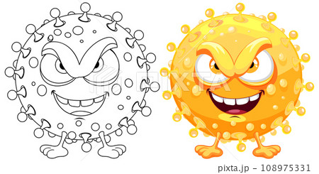 Yellow Germ Virus Monster Cartoon Character 108975331
