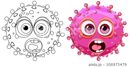 Pink Bacteria Germ Virus Monster Cartoon Character 108975479