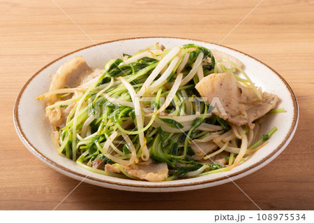 豚肉ともやしの豆苗炒め 豚肉ともやしの豆苗炒め 108975534