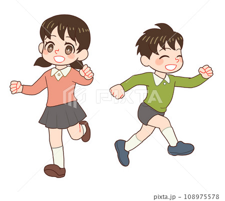 元気に走り回る子どものイラスト 108975578