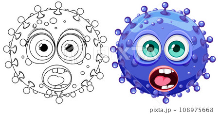 Coloring Pages: Blue Bacteria Germ Virus Monster Cartoon Coloring Pages: Blue Bacteria Germ Virus Monster Cartoon 108975668