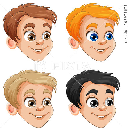 Cheerful Boy Head Vector 108975675