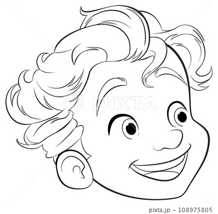 Smiling Cartoon Boy with Cute Outline Smiling Cartoon Boy with Cute Outline 108975805