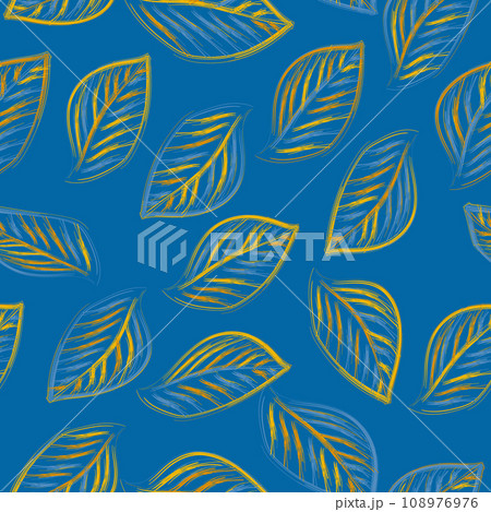 Fashion colored leaves seamless pattern. Colorful stylish floral. Mid Century Modern Art design for textile, fabric, interior deco and wrapping paper. Fashion colored leaves seamless pattern. Colorful stylish floral. Mid Century Modern Art design for textile, fabric, interior deco and wrapping paper. 108976976