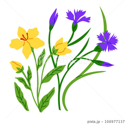 Spring flower vector illustration. The bloomy atmosphere created by spring flowers was enchanting The flourishing foliage added touch vibrancy to surroundings The beautiful blooms heralded arrival 108977137