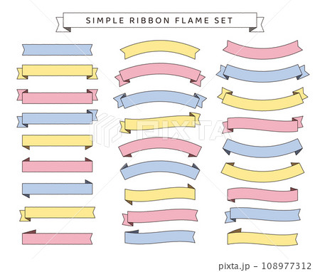 シンプルなリボンの見出しセット/パステルカラー/ラフな線 シンプルなリボンの見出しセット/パステルカラー/ラフな線 108977312