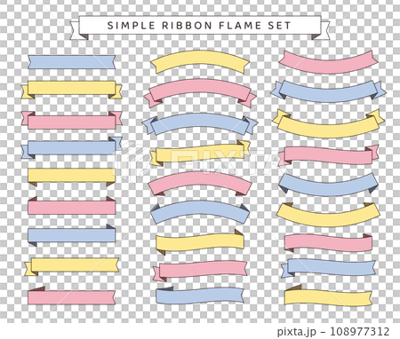シンプルなリボンの見出しセット/パステルカラー/ラフな線 シンプルなリボンの見出しセット/パステルカラー/ラフな線 108977312