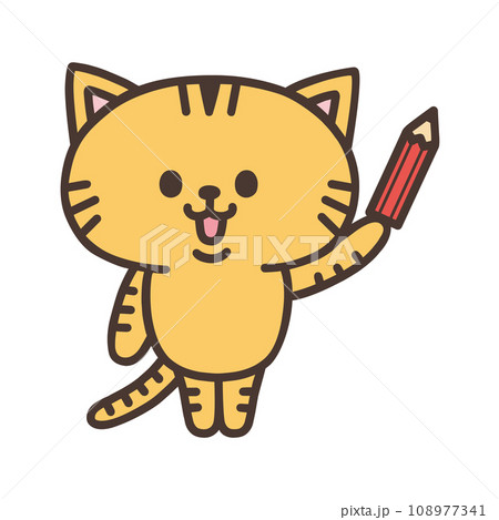 鉛筆を持った猫 108977341