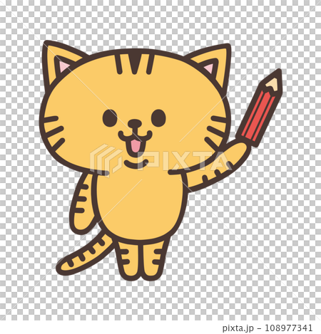 鉛筆を持った猫 108977341