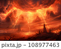 Lightning energyy background with lava flow 108977463